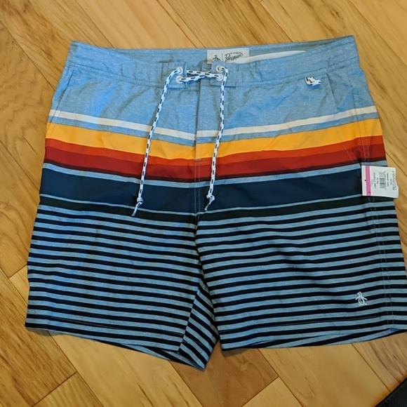 Original Penguin Striped Fixed Volley Swim Shorts - Picture 3 of 7